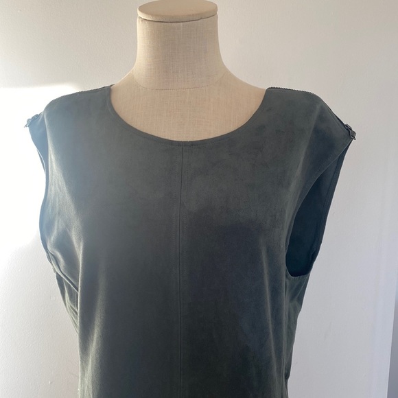 BCBG Max Azria Green Gray Faux Suede dress - Picture 2 of 5